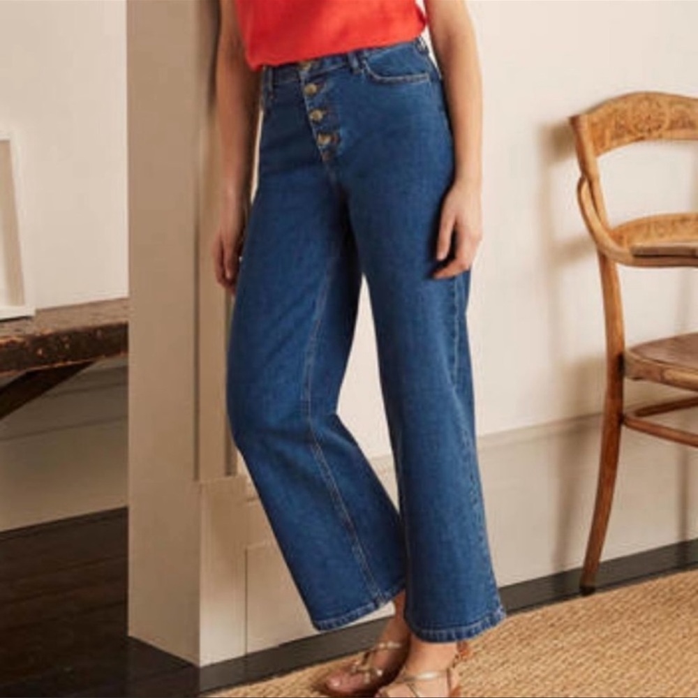 *SOLD* Boden Denim Button Fly Wide Leg Dark Wash Jeans Size 10